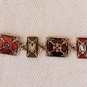 Vintage Liz Claiborne Cloisonné Panel Bracelet